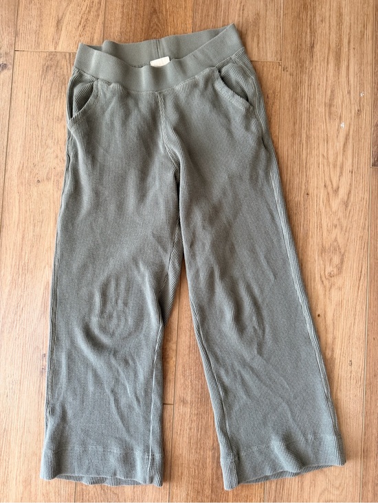 Pact Pants - Pact Thermal Waffle Wide Leg Pants Green Size Small